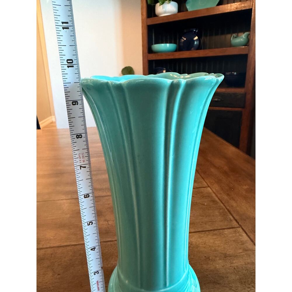 Fiesta turquoise medium vase 9.5” HLC USA ceramic flower vase Fiestaware - Picture 12 of 14